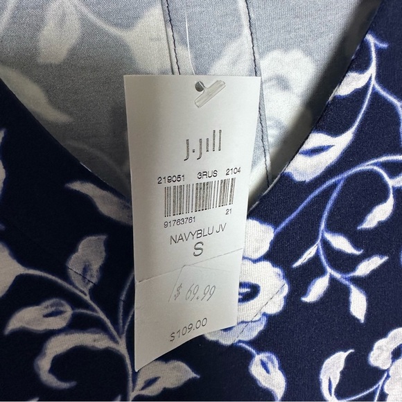 J. Jill Wearever Collection Maxi Navy Floral Sleeveless Maxi Dress NWT sz S - Picture 4 of 11